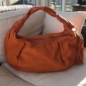 Adrienne Vittadini Reptile Embossed Leather Hobo